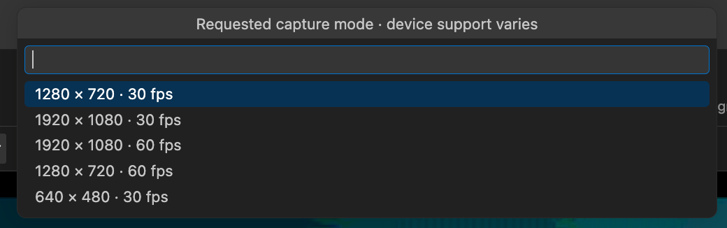 Requested capture modes