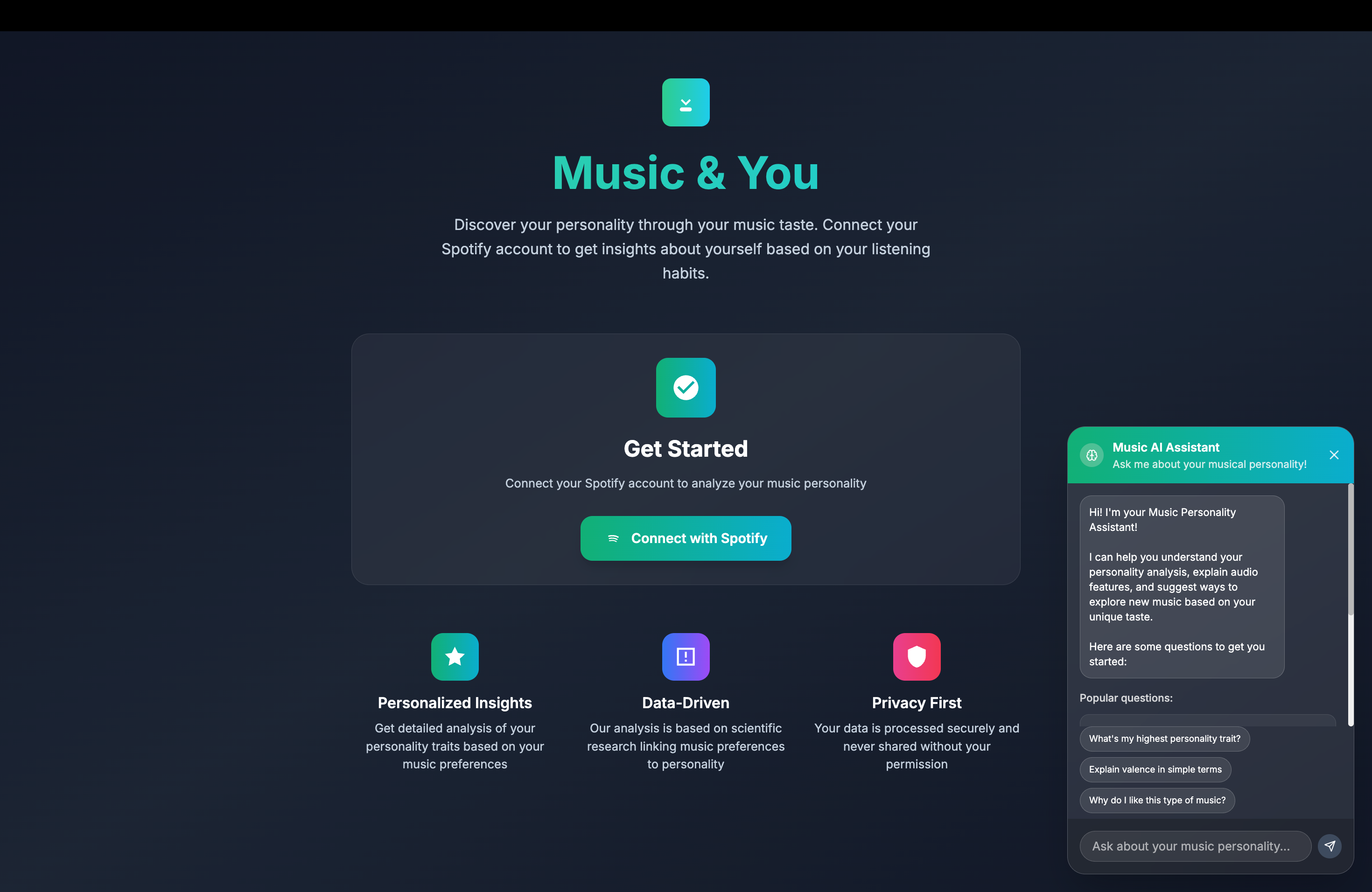 Dashboard and Chat Interface